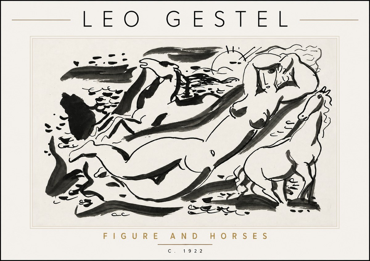 Leo Gestel Figure and Horses No6 - Poster