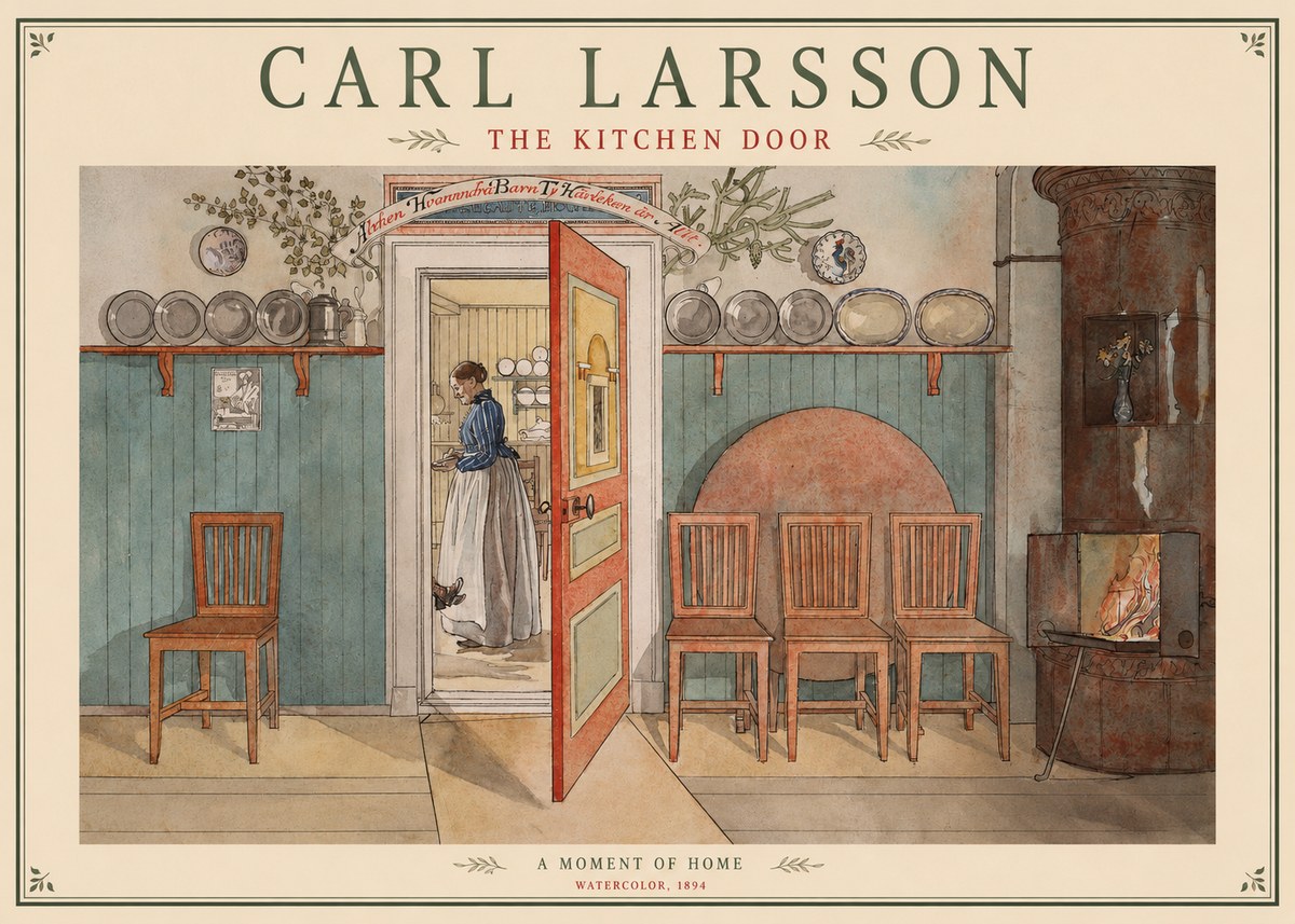 Carl Larsson The Kitchen Door No1 - Poster
