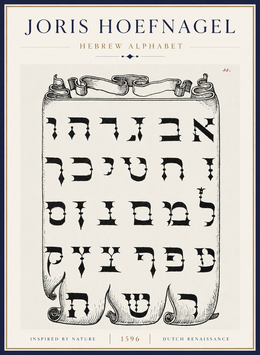 Joris Hoefnagel Hebrew Alphabet No5 - Poster