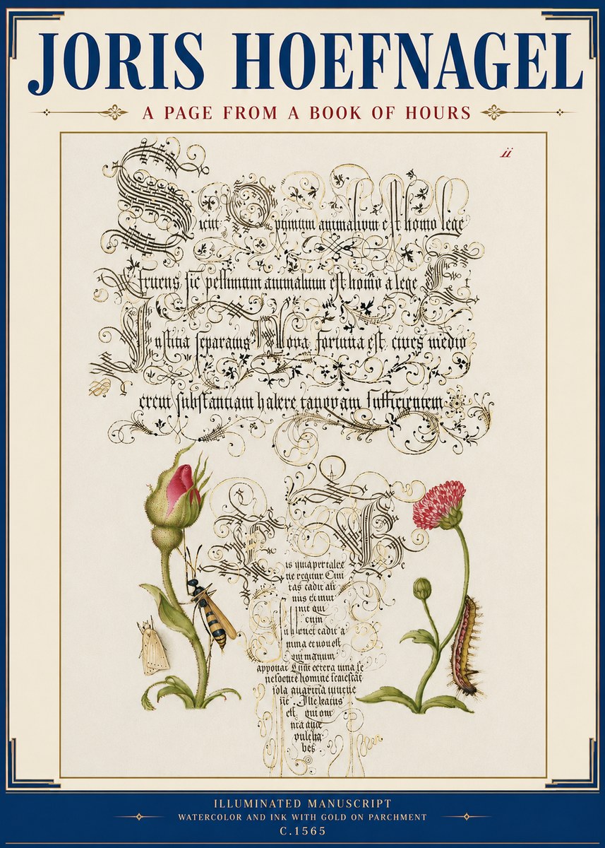 Joris Hoefnagel A Page from a Book of Hours No3 - Poster