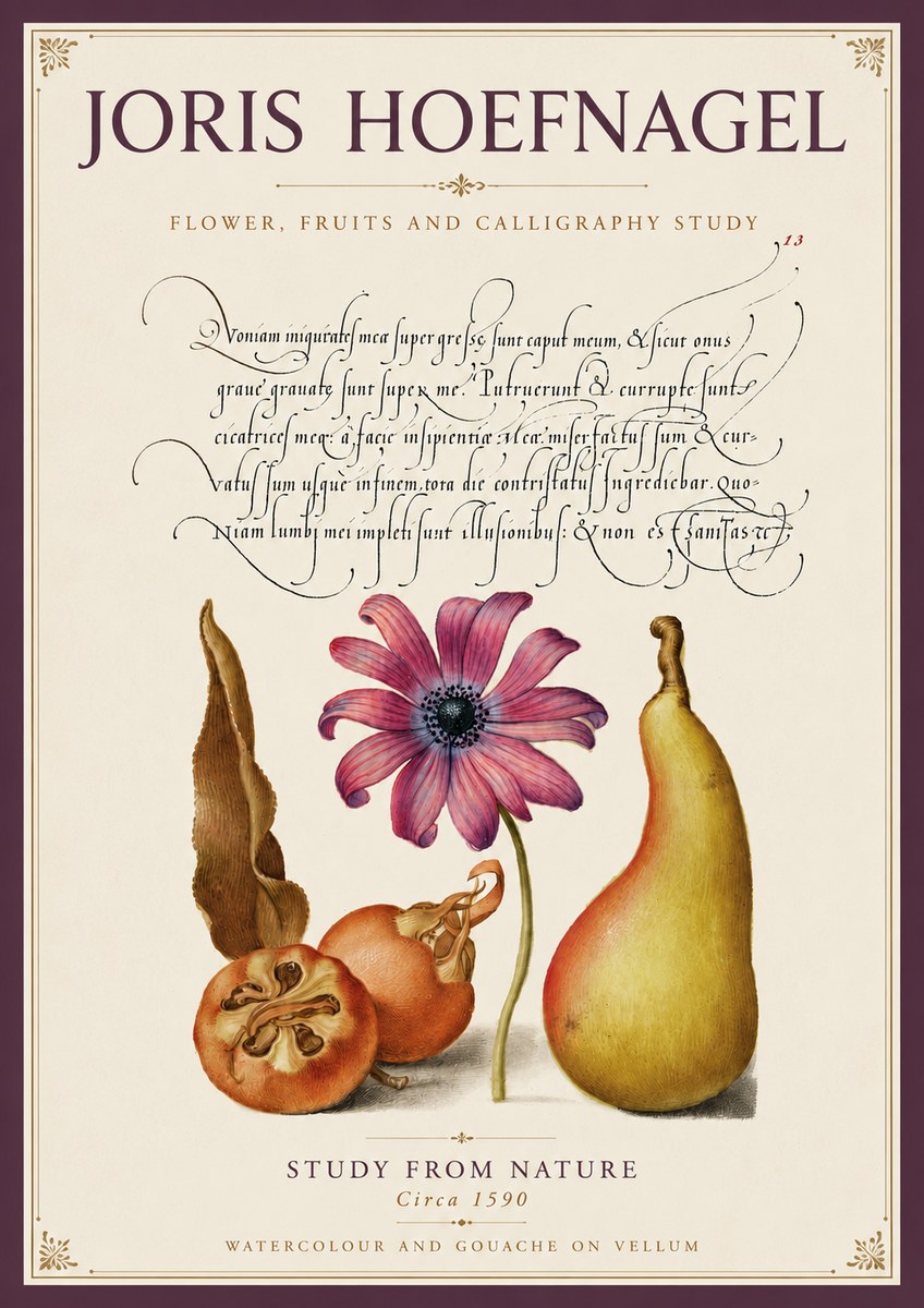 Joris Hoefnagel Study of Flower and Fruits No6 - Poster