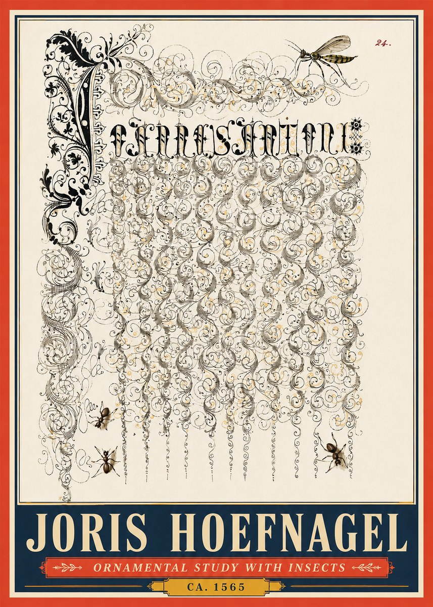 Joris Hoefnagel Ornamental Study with Insects No5 - Poster