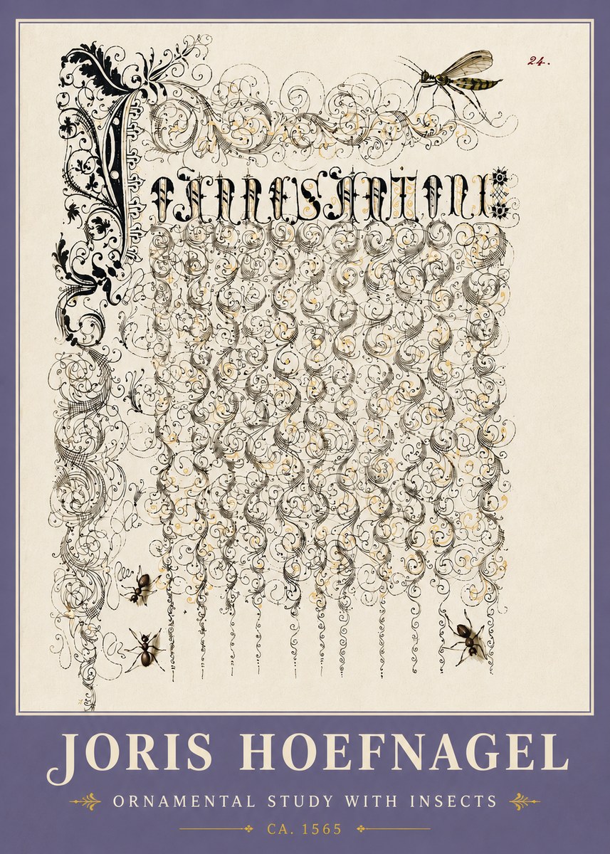 Joris Hoefnagel Ornamental Study with Insects No6 - Poster