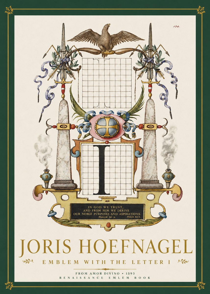 Joris Hoefnagel Ornamental Design with Dedicatory Inscription No4 - Poster