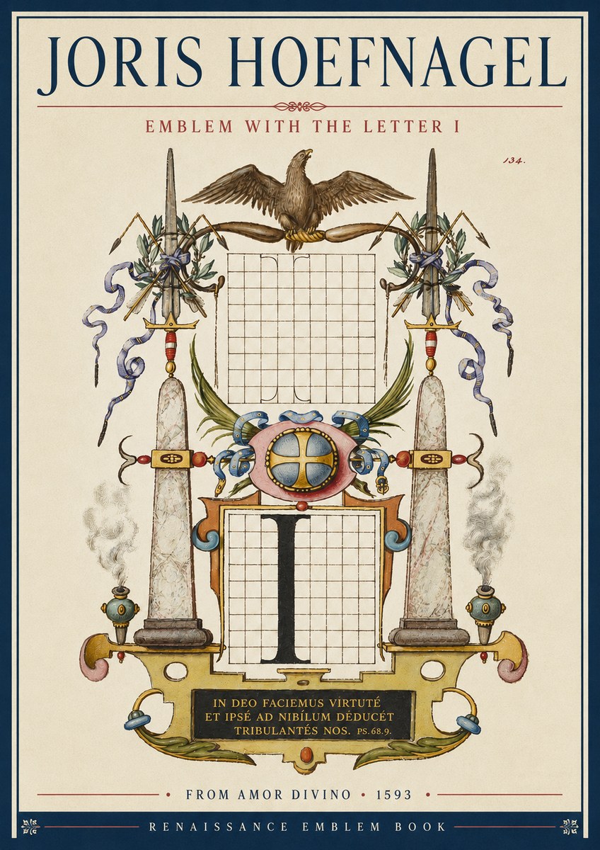 Joris Hoefnagel Ornamental Design with Dedicatory Inscription No5 - Poster