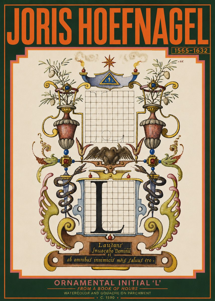 Joris Hoefnagel Ornamental Initial 'L' No3 - Poster