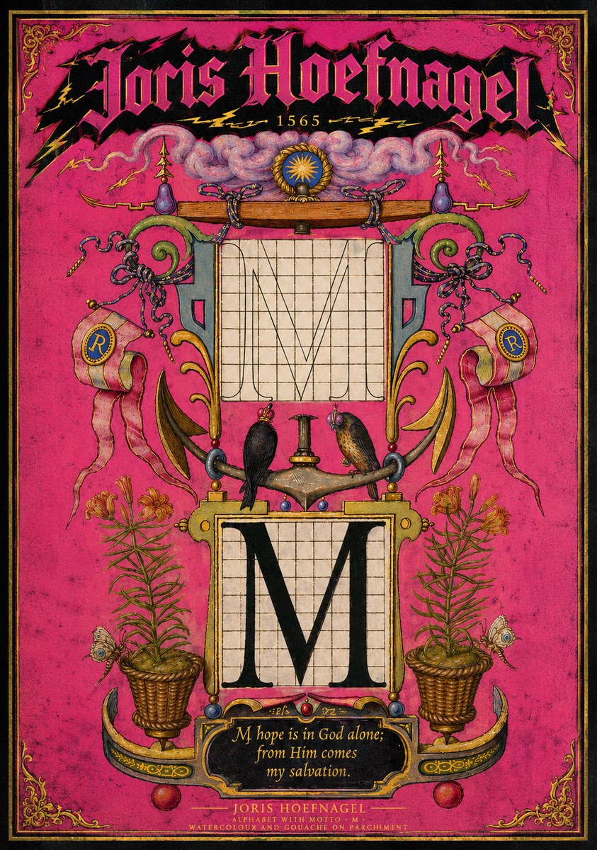 Joris Hoefnagel Alphabet with Motto • M • No2 - Poster
