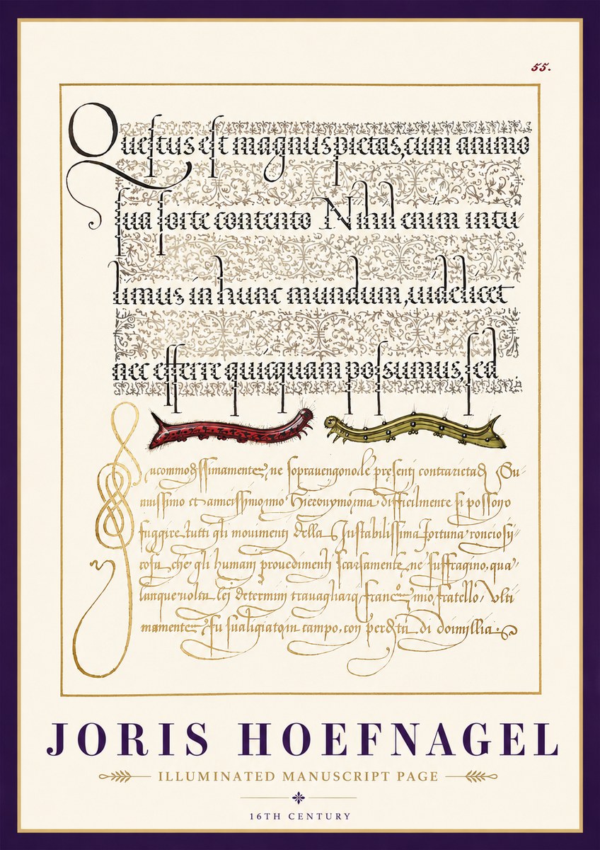 Joris Hoefnagel Illuminated Manuscript Page I No3 - Poster