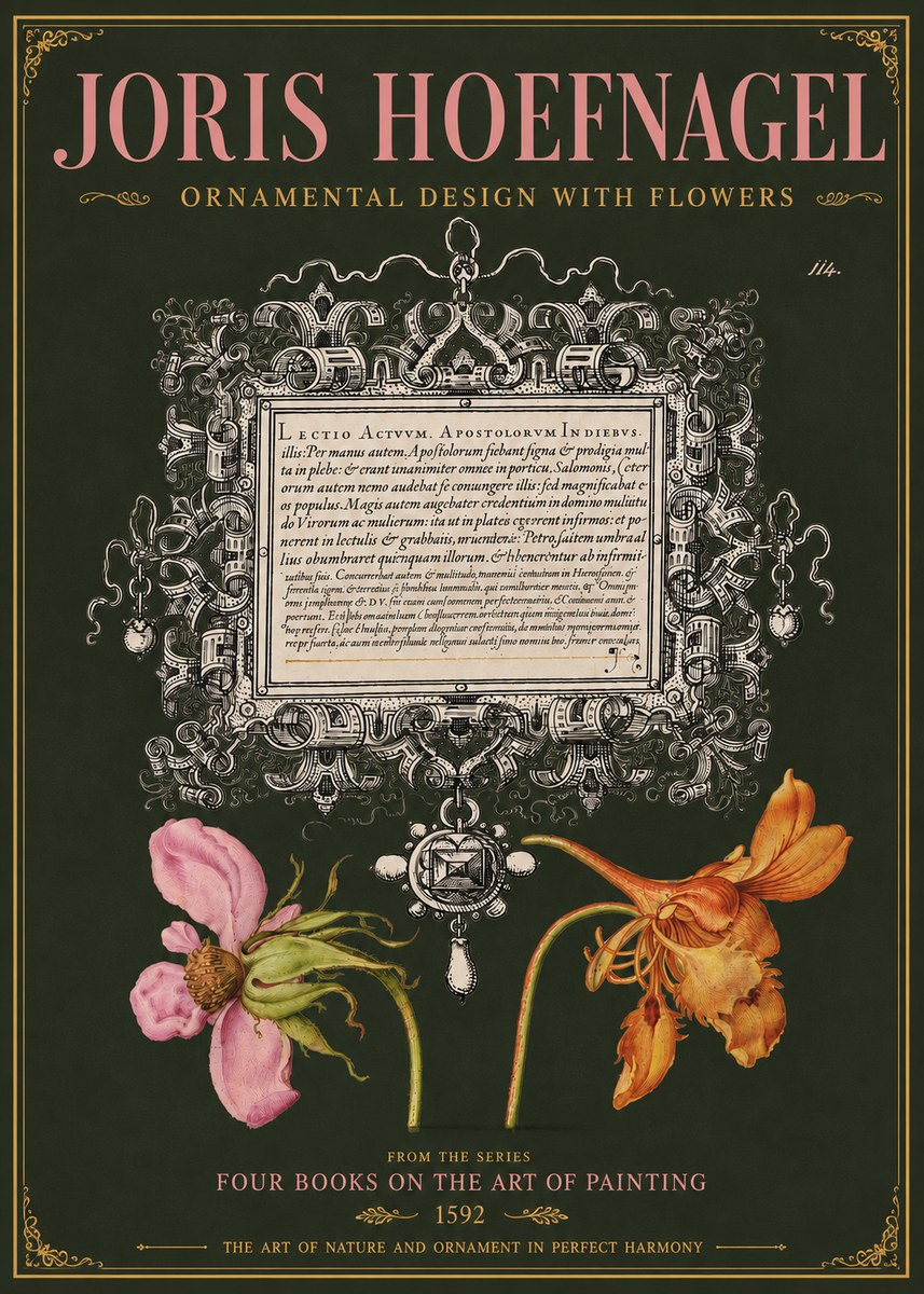 Joris Hoefnagel Ornament and Botanical Study No5 - Poster