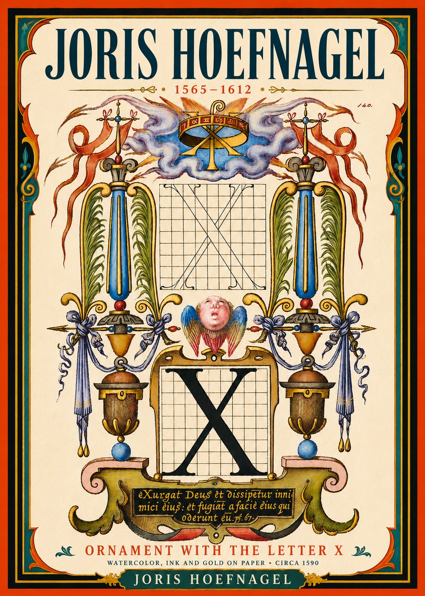 Joris Hoefnagel Ornament with the Letter X No5 - Poster