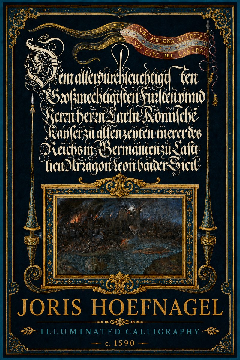 Joris Hoefnagel Illuminated Calligraphy No5 - Poster