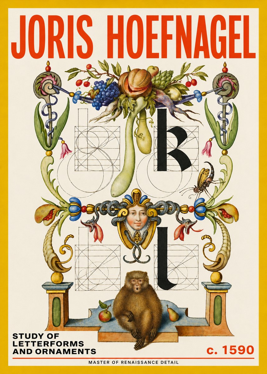 Joris Hoefnagel Study of Letterforms and Ornaments No5 - Poster