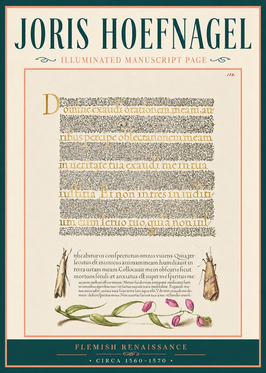 Joris Hoefnagel Illuminated Manuscript Page II No5 - Poster