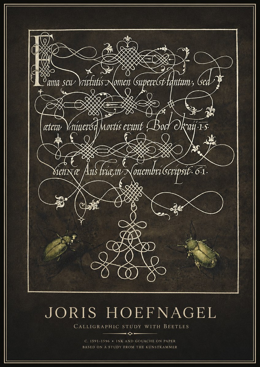 Joris Hoefnagel Calligraphic Study with Beetles No1 - Poster