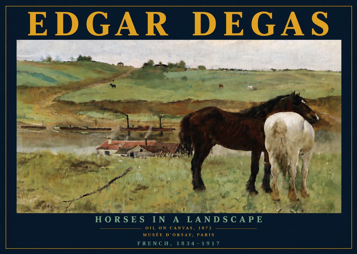 Edgar Degas Horses in a Landscape No6 - Poster