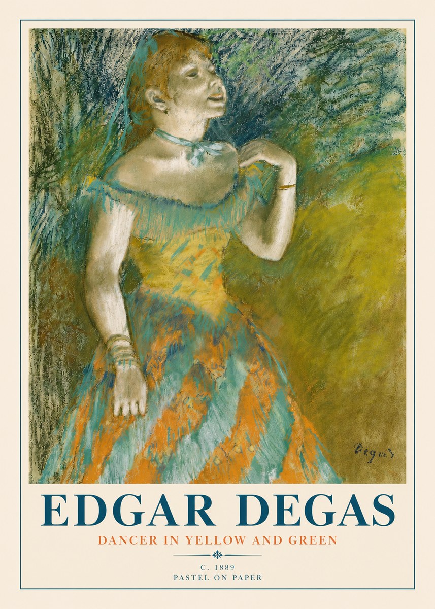 Edgar Degas Dancer in Yellow and Green No4 - Poster