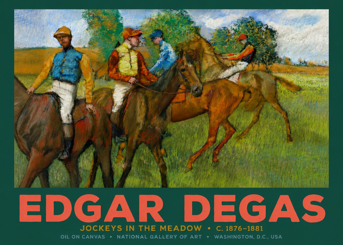 Edgar Degas Jockeys in the Meadow No2 - Poster