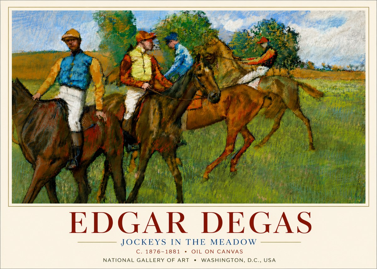 Edgar Degas Jockeys in the Meadow No6 - Poster