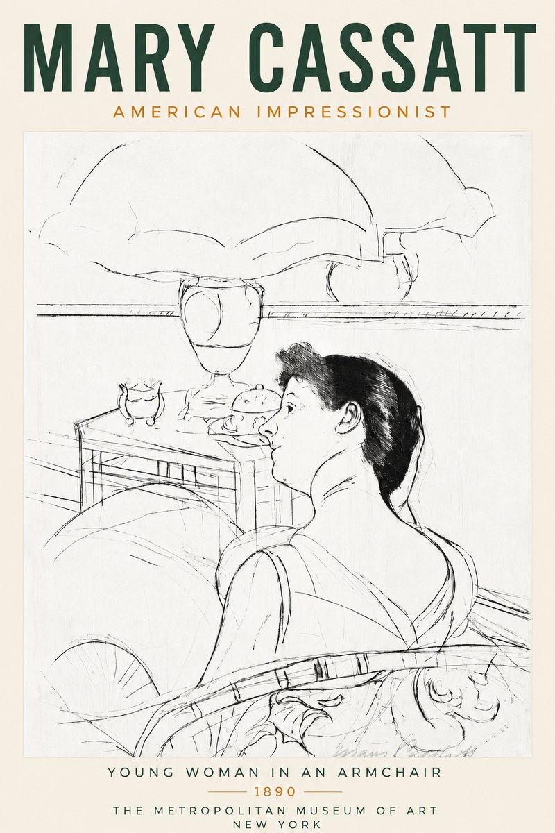 Mary Cassatt Young Woman in an Armchair No3 - Poster