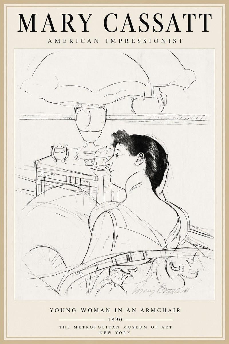 Mary Cassatt Young Woman in an Armchair No5 - Poster