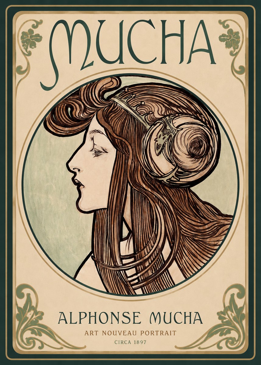 Mucha Art Nouveau Portrait II No2 - Poster