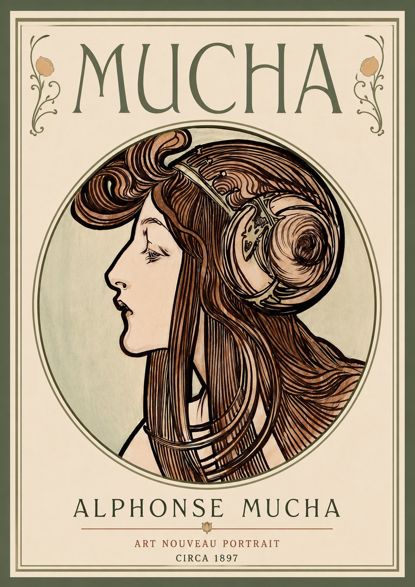 Mucha Art Nouveau Portrait II No6 - Poster