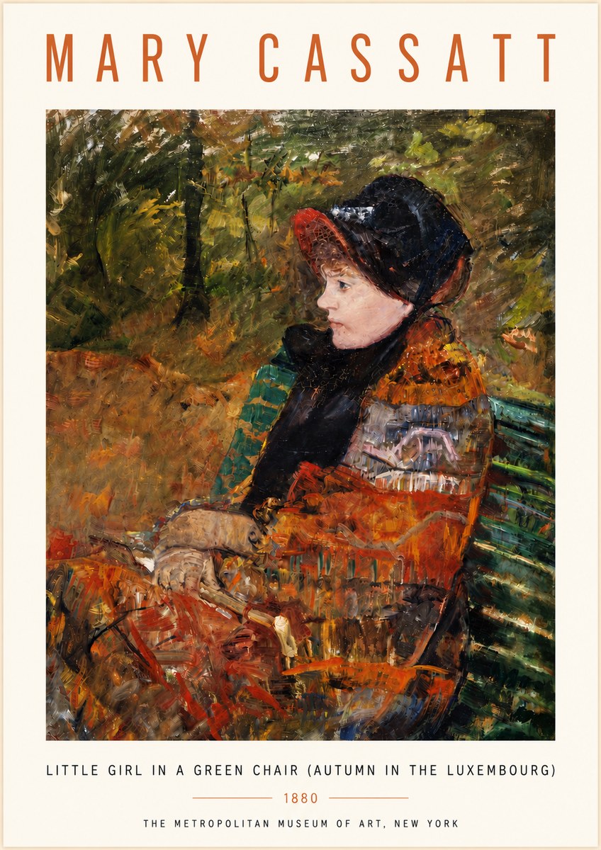 Mary Cassatt Little Girl in a Green Chair (Autumn in the Luxembourg) No4 - Poster