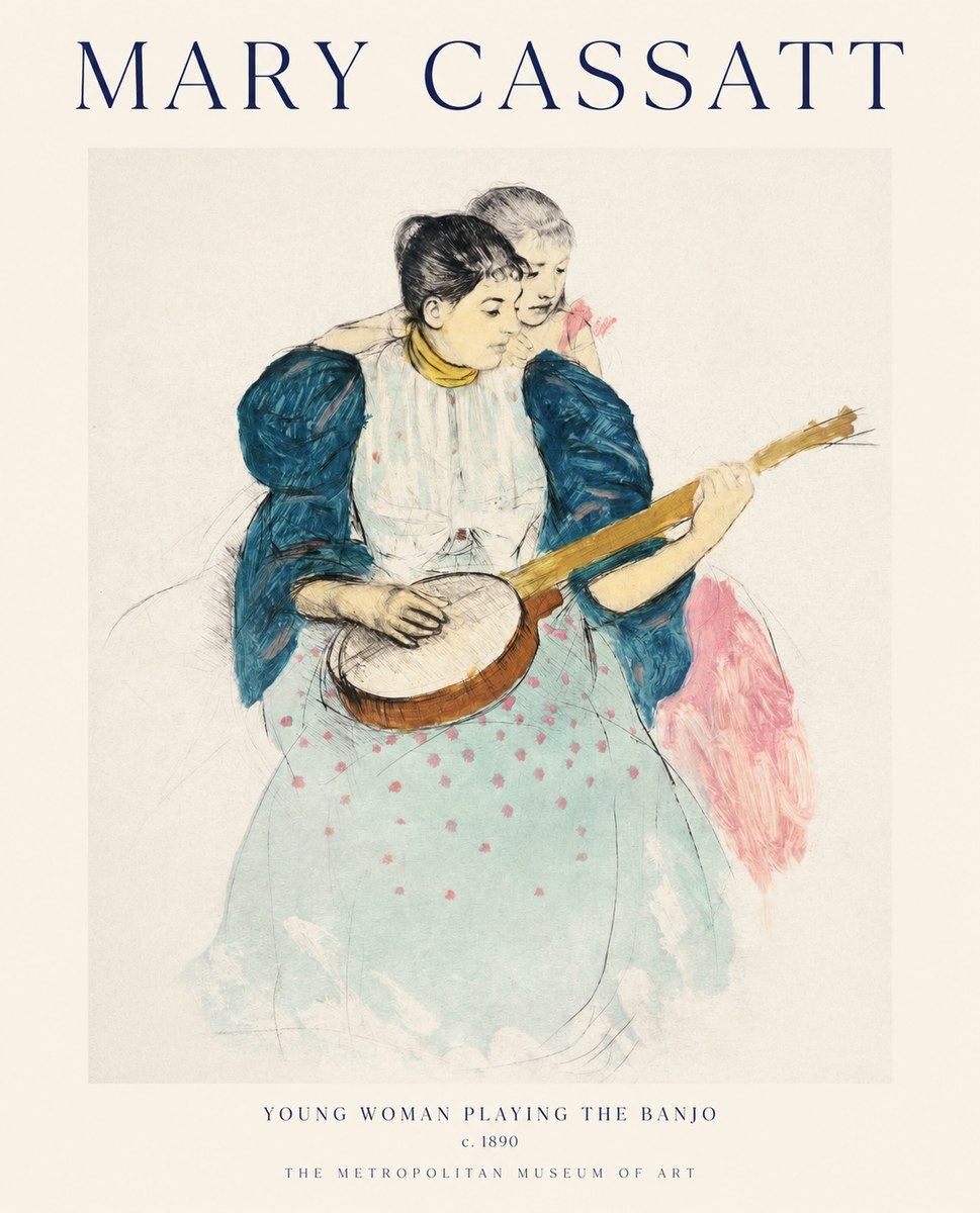 Mary Cassatt Young Woman Playing the Banjo No1 - Poster
