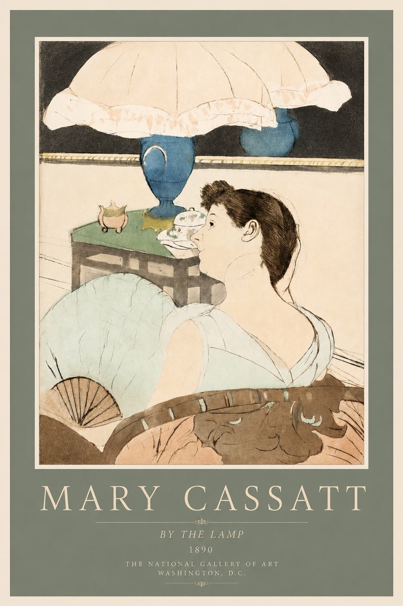 Mary Cassatt By the Lamp No2 - Poster