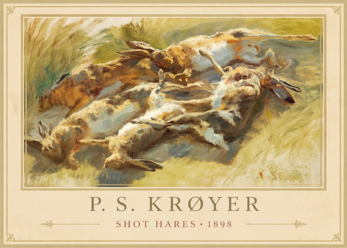 P.S. Krøyer Shot Hares No6 - Poster