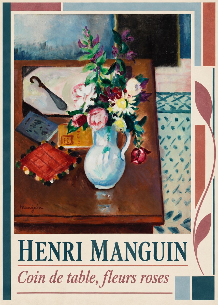 Henri Manguin Coin De Table, Fleurs Roses No5 - Poster