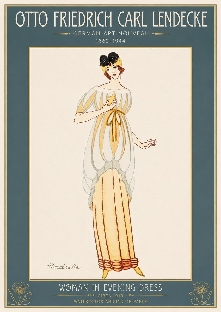 Otto Friedrich Carl Lendecke Woman in Evening Dress No6 - Poster