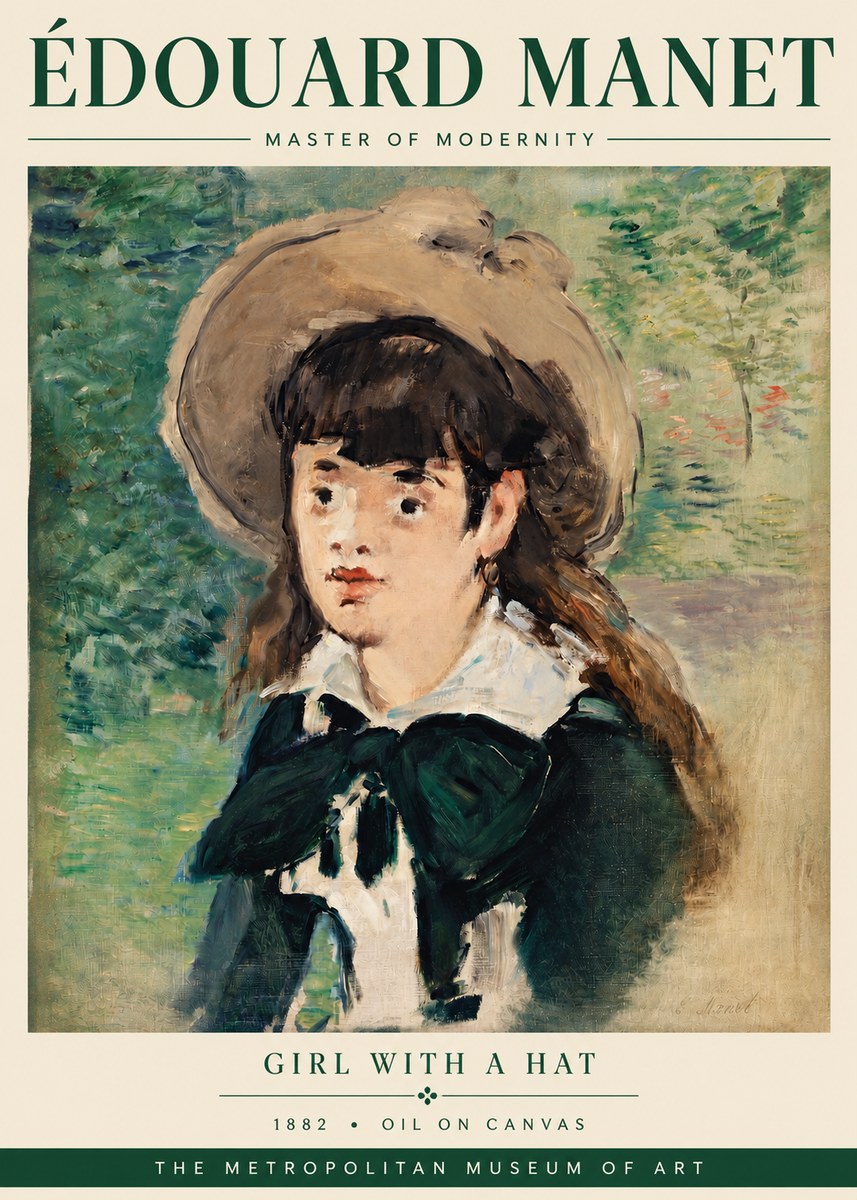 Édouard Manet Girl with a Hat No3 - Poster