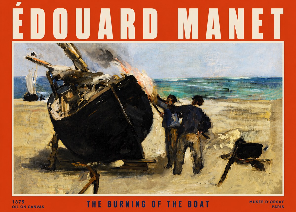 Édouard Manet The Burning of the Boat No4 - Poster