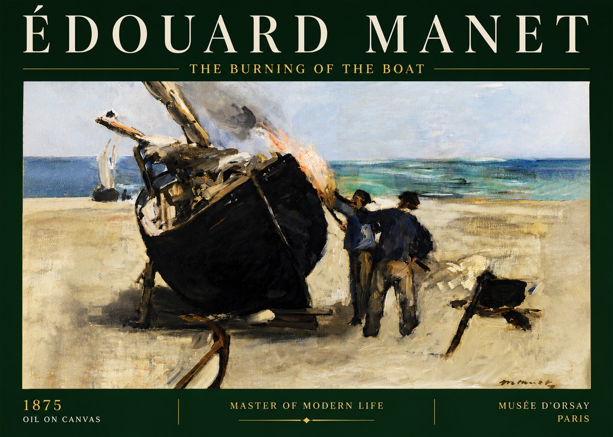 Édouard Manet The Burning of the Boat No5 - Poster