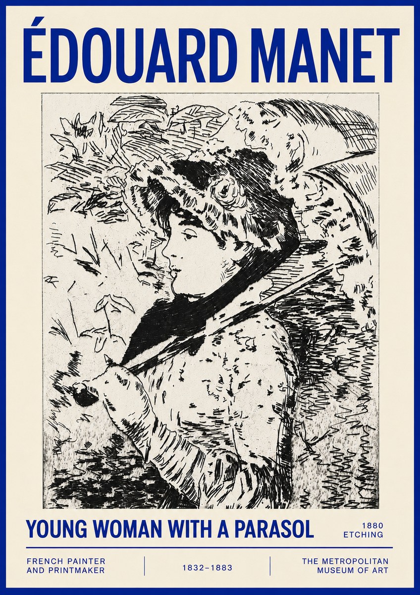Édouard Manet Young Woman with a Parasol No4 - Poster