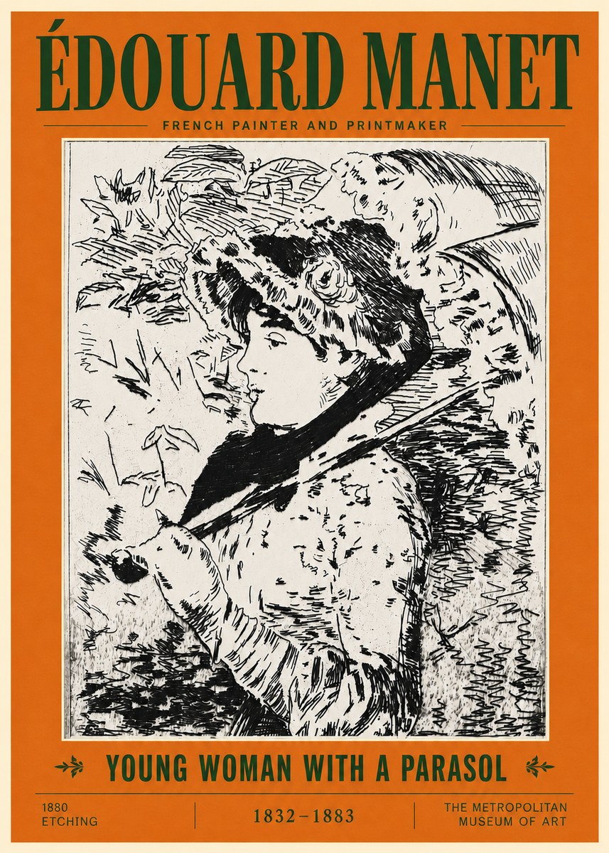 Édouard Manet Young Woman with a Parasol No5 - Poster