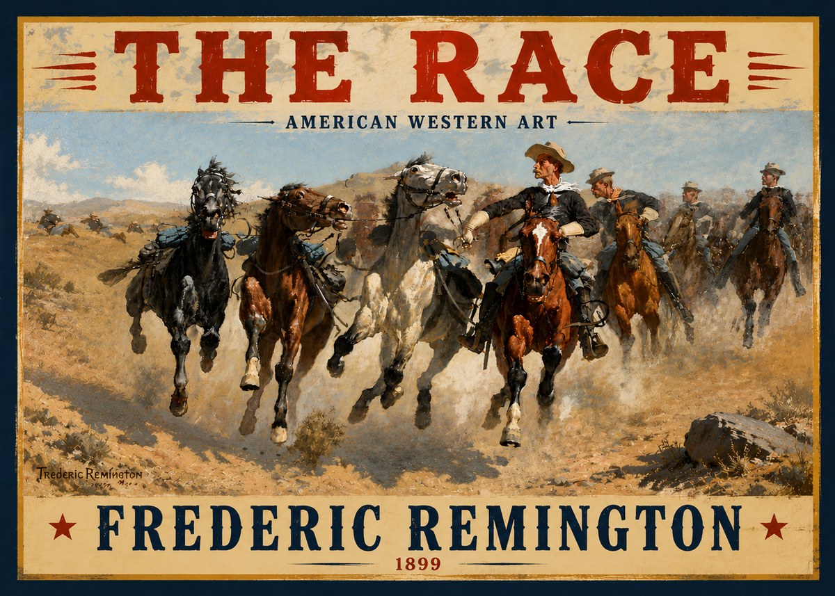 Frederic Remington The Race I No5 - Poster