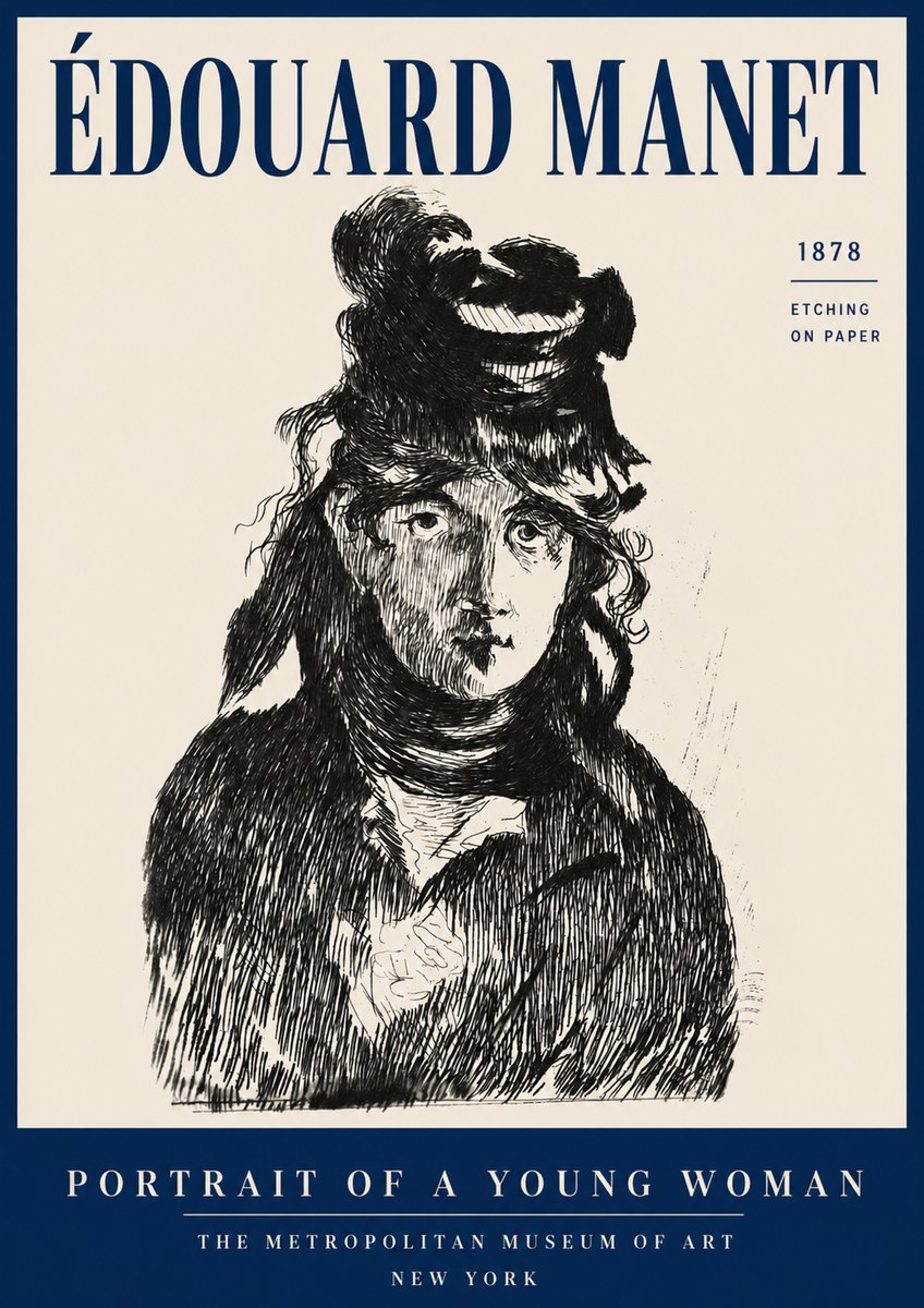 Édouard Manet Portrait of a Young Woman I No4 - Poster