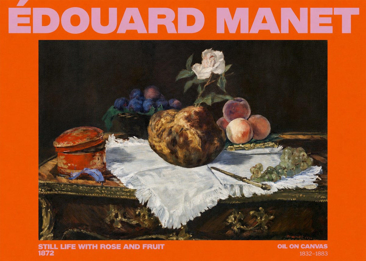 Édouard Manet Still Life with Rose and Fruit No2 - Poster