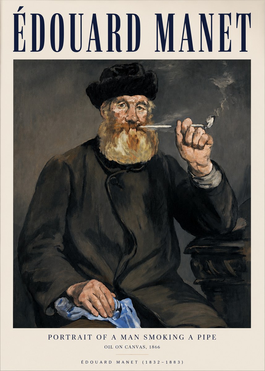 Édouard Manet Portrait of a Man Smoking a Pipe No3 - Poster