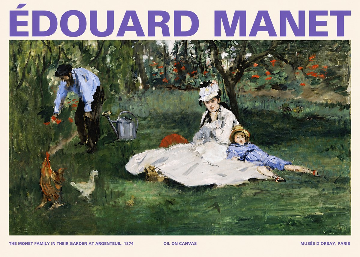 Édouard Manet The Monet Family in Their Garden at Argenteuil, 1874 No4 - Poster