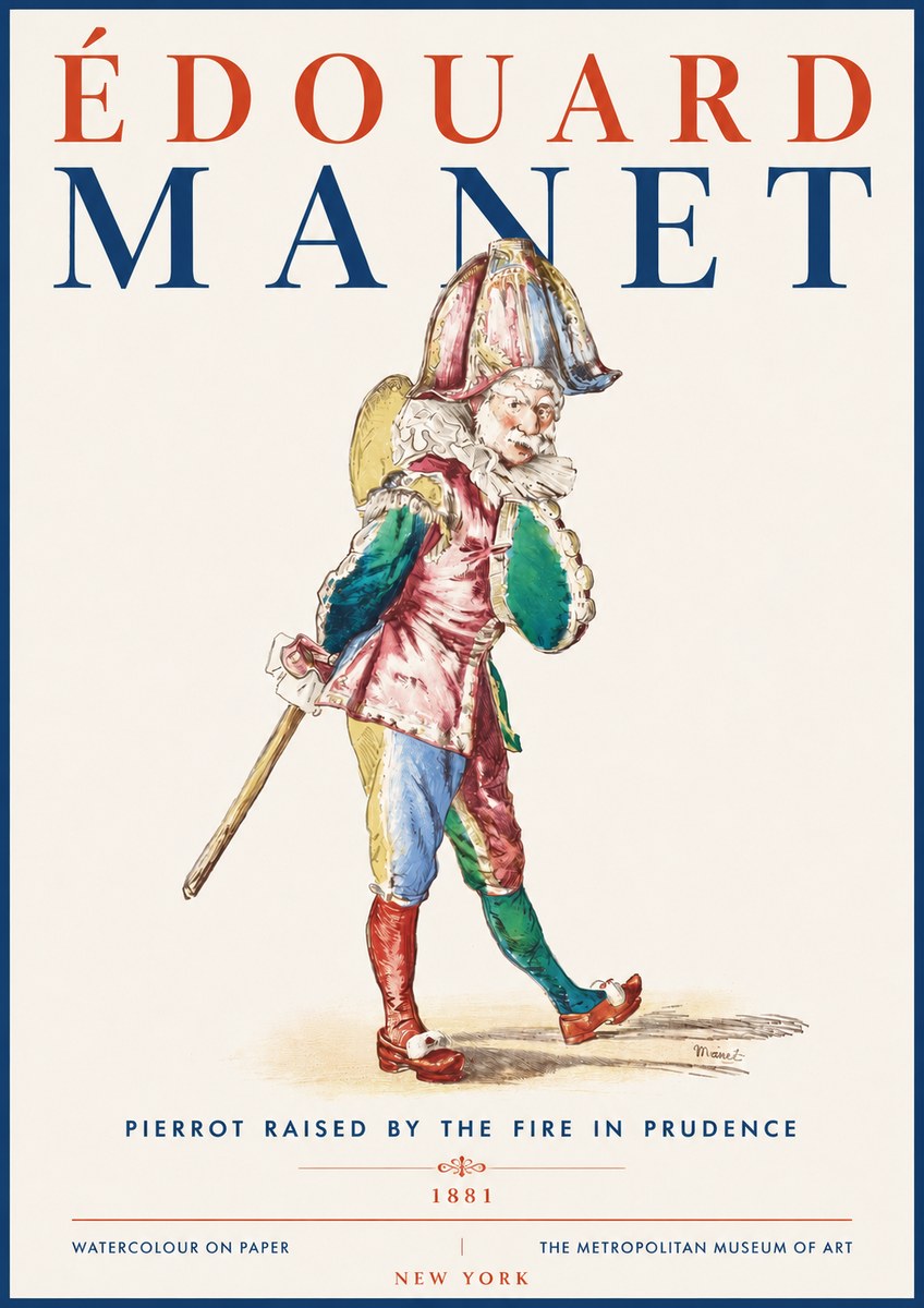 Édouard Manet Pierrot Raised by the Fire in Prudence No5 - Poster