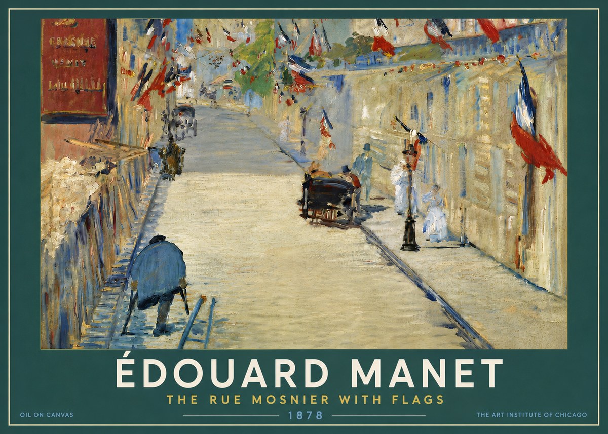Édouard Manet The Rue Mosnier with Flags No5 - Poster