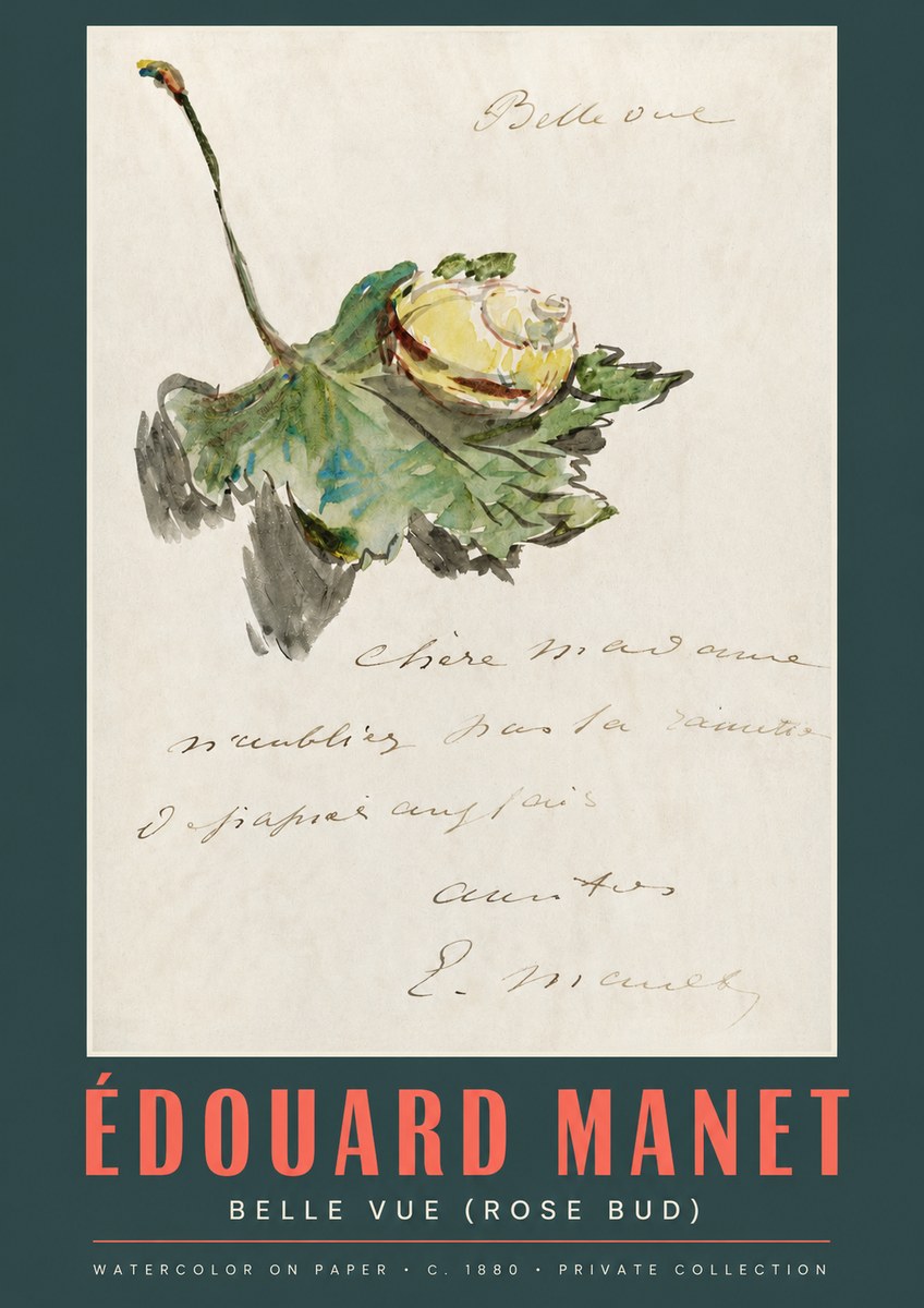 Édouard Manet A Rosebud with Leaf No3 - Poster