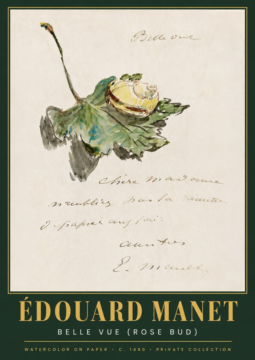 Édouard Manet A Rosebud with Leaf No5 - Poster