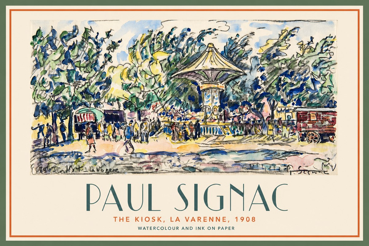 Signac The Kiosk, La Varenne, 1908 No2 - Poster
