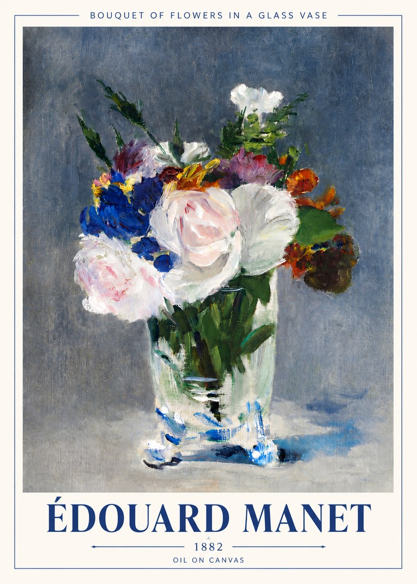 Édouard Manet Bouquet of Flowers in a Glass Vase No4 - Poster