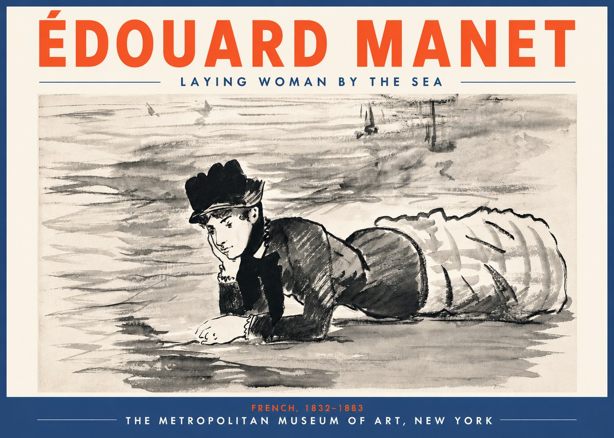 Édouard Manet Laying Woman by the Sea No5 - Poster