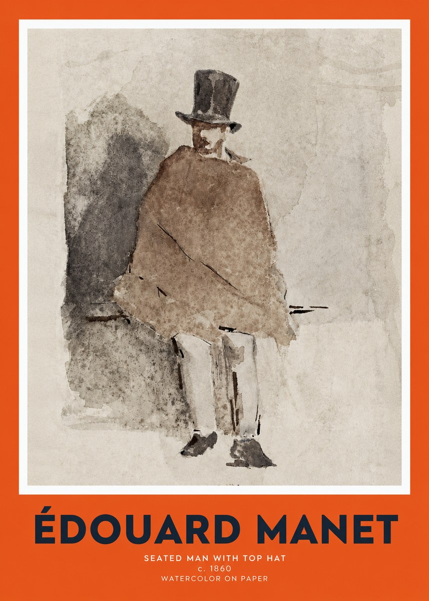 Édouard Manet Seated Man with Top Hat No2 - Poster